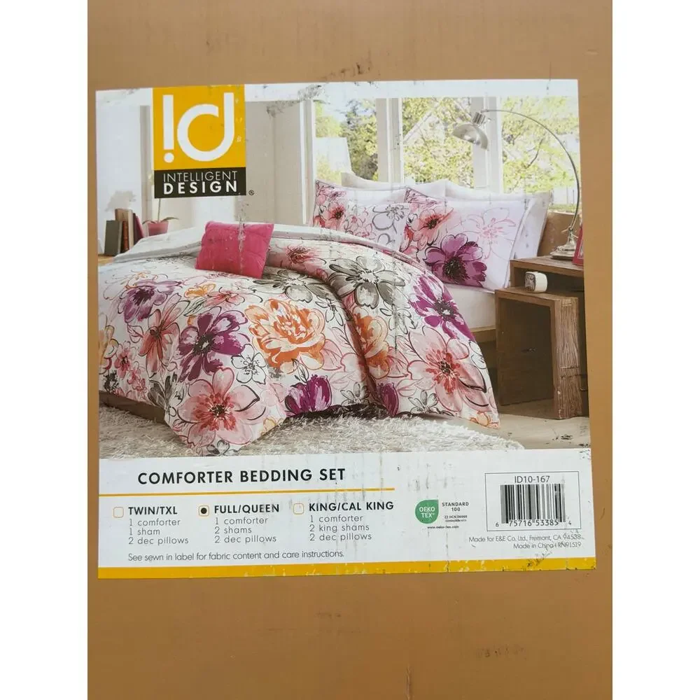 NEW! Intelligent Design Ashley 5PC Floral Comforter Set Full/Queen Pink